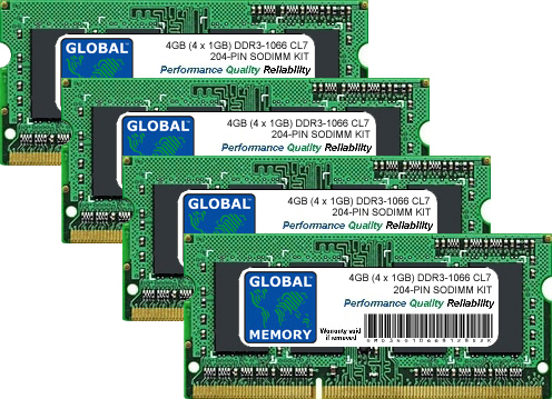 4GB (4 x 1GB) DDR3 1066MHz PC3-8500 204-PIN SODIMM MEMORY RAM KIT FOR INTEL IMAC (LATE 2009) - Click Image to Close